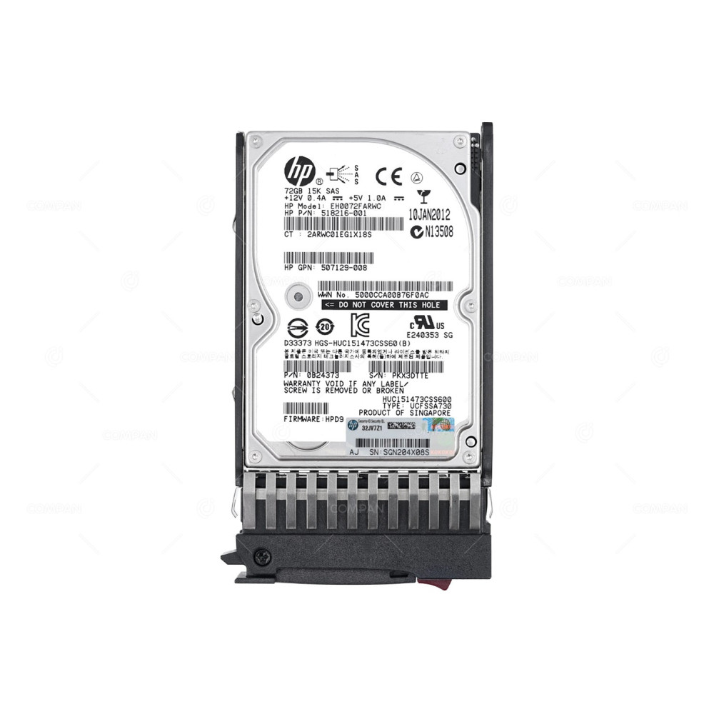 512743-001 HP HDD 73GB 15K SAS 6G 2.5" SFF HOT-SWAP